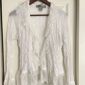 White ruffle lace blouse!